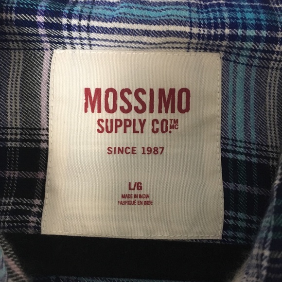 Mossimo Blue Plaid Button Down Shirt L - Picture 6 of 7